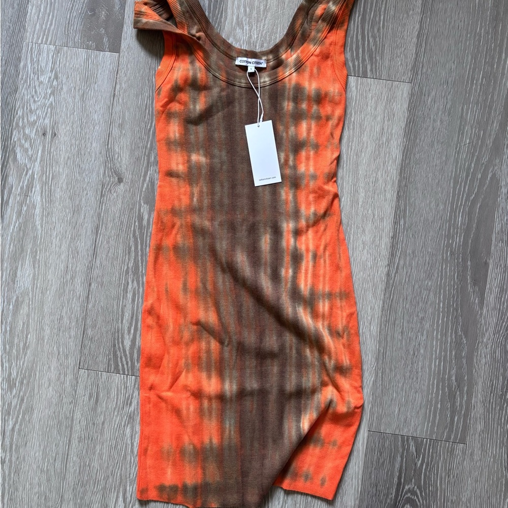 Orange and Brown Tie-Dye Dress by Cotton Citizen